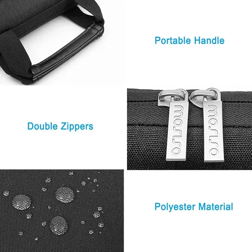 Vista 5 de MOSISO 360 Bolsa de hombro vertical protectora para tableta con 2 bolsillos Negro