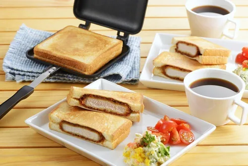 Vista 3 de Yoshikawa Hotsandmaker SJ1681 Sandwich Maker japonés para acampar al aire libre
