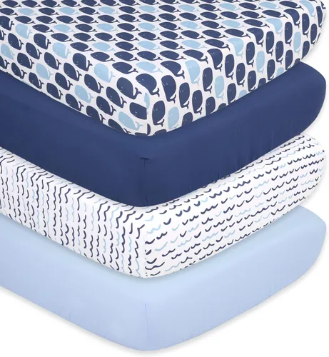 Vista 14 de The Peanutshell Sábanas de cuna, neutrales, juego de sábanas ajustables para cama de bebé, colchón de cuna de tamaño estándar, 52 x 28 pulgadas
