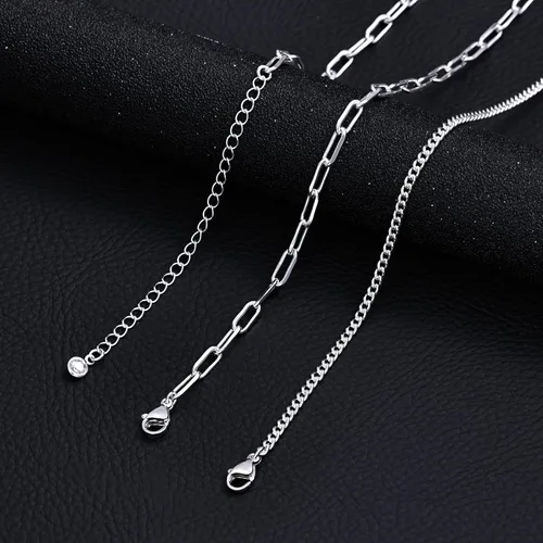 Vista 7 de Moodear Cadenas de 0.118 pulgadas para hombresmujeres, cadena cubana con clip de papel plateado y dorado para hombre, delicado collar en capas