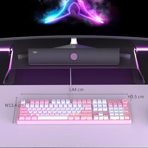 Vista 9 de FOXXRAY HKM-95 Teclado mecánico con cable para juegos, retroiluminado RGB de tamaño completo con perilla de control de medios, interruptores azules