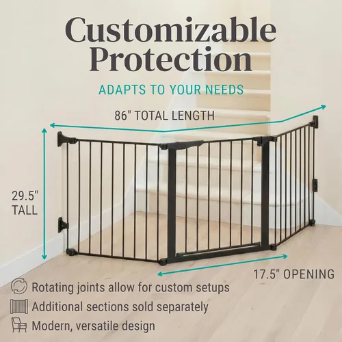 Vista 5 de KidCo Puerta de seguridad giratoria con cierre automático ajustable para bebés y niños pequeños con puerta de 30 pulgadas, color negro