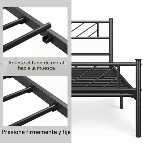 Vista 8 de Yaheetech Estructura de Cama Plataforma de Tamaño Individual con Cabecera de Diseño de Flecha, Base de Colchón de Metal de 13 Pulgadas