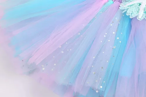 Vista 7 de Koatobbor Girls Mermaid Costume Mermaid Tutu Dress Color Led Light Up for Halloween Birthday Party 3-8Years
