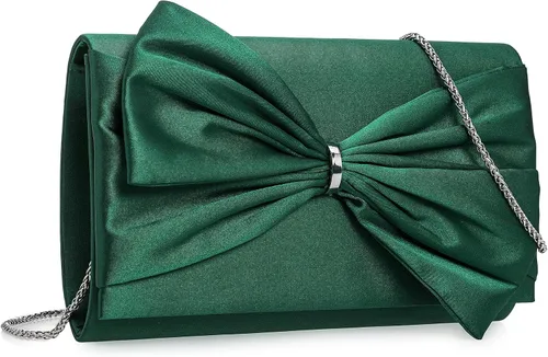 Vista 7 de CHARMING TAILOR Bolso formal de satén con lazo para mujer, bolso de embrague elegante para bodas, bailes, fiestas