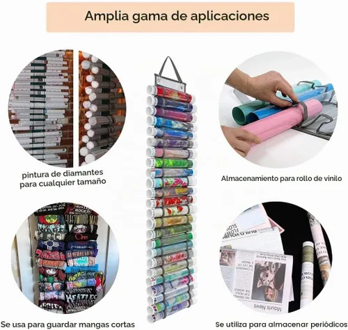 Vista 7 de Organizador de rollos de vinilo con 12 compartimentos para colgar - Montaje en pared Gris-12 compartimentos