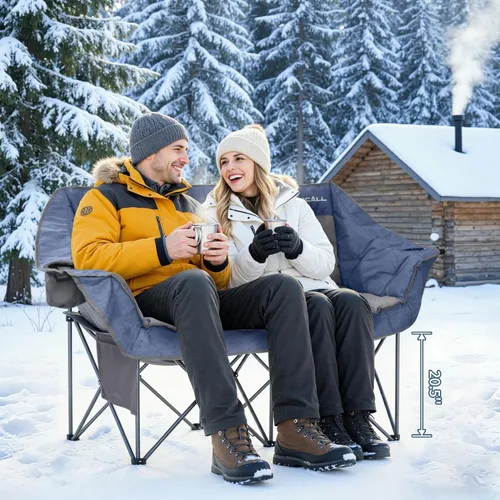 Vista 6 de HOMECALL Silla de campamento doble de gran tamaño para adultos, soporte de sofá biplaza plegable resistente de 700 libras, sofá de campamento extra