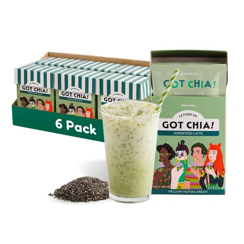 Vista 11 de Le Food Got Chia! Superfood Latte - Mezcla de bebida de semillas de chía Clean Label (6 cajas de 4, flor ámbar oolong)