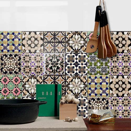 Vista 21 de Alwayspon Adhesivo para azulejos de pared moriscos para despegar y pegar, calcomanías de vinilo autoadhesivas para azulejos de cocina y baño, 4 x 4