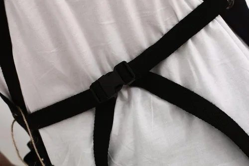 Vista 5 de Delantal de trabajo de lona resistente, bolsillos de herramientas, correas traseras ajustables (negro)
