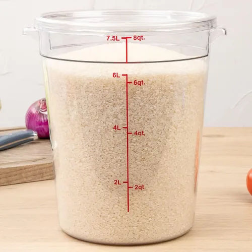 Vista 3 de Restaurantware Met Lux - Contenedor de almacenamiento de alimentos de 8 cuartos de galón, 1 recipiente redondo de almacenamiento comercial, tapa se