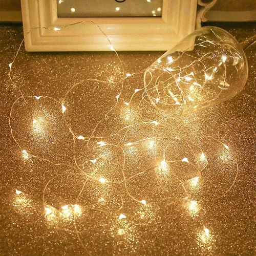 Vista 7 de Paquete de 3 luces de hadas USB, luces de cadena alimentadas por USB, color amarillo cálido, 2 metros, 20 lámparas con cuentas, luces LED