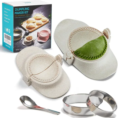 Vista 10 de Prensa para Empanadas, Juego de Moldes para Hacer Dumplings con Cortador de Masa, Juego de Moldes para Dumplings (L/4"+M/3")
