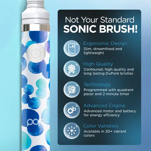 Vista 7 de Cepillo de dientes eléctrico Pop Sonic (burbuja azul) + paquete adicional – Cepillos de dientes de viaje con batería AAA Cepillos de dientes