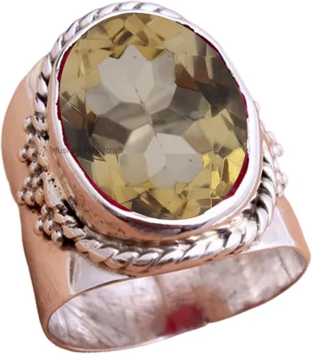 Vista 2 de Anillo de plata de ley 925 con piedras preciosas ovaladas auténticas, hecho a mano, hermoso regalo de Navidad para ella