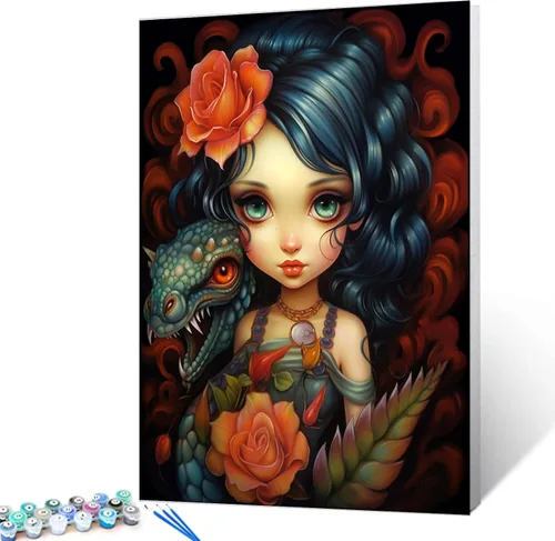 Vista 10 de Kit de pintura por números, lienzo de 16 x 20 pulgadas, pintura al óleo para niños, 16 x 20 pulgadas, pintura al óleo para adultos, adultos