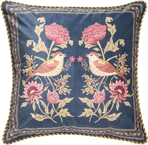 Vista 19 de patdrea Funda de almohada de terciopelo francés de diseño, 18 x 18 pulgadas Aviario