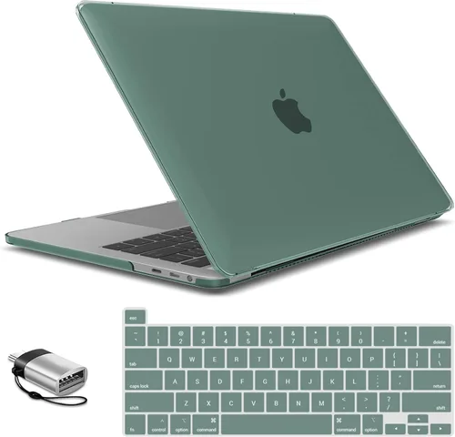 Vista 32 de IBENZER - Carcasa rígida de tacto suave para MacBook Pro de 13 pulgadas con Touch Bar y Touch ID, con funda de teclado y adaptador Type C