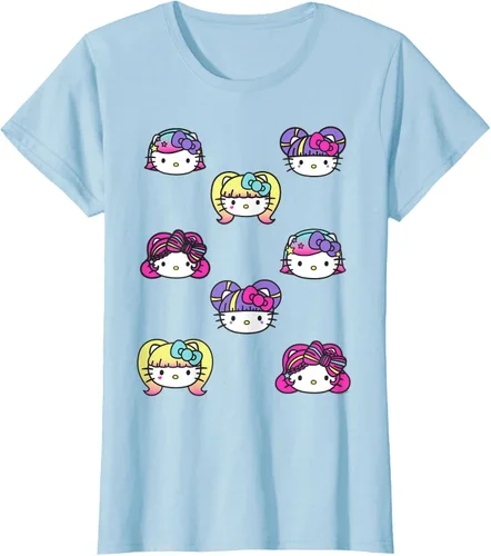 Vista 28 de hello kitty Kawaii Multi peinado Tee, Azul (Heather blue)