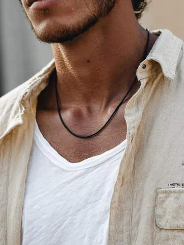 Vista 2 de ChainsPro Leather Necklace Cord for Men,Braided Wax Rope Chain for Pendants Negro