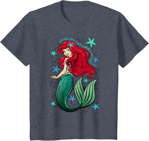Vista 21 de Disney The Little Mermaid - Camiseta con notas musicales de Ariel, talla S Blanco
