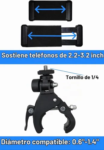 Vista 3 de Soporte para teléfono con abrazadera para cochecito, carrito de golf, soporte de teléfono celular para bicicleta, carrito de compras, silla