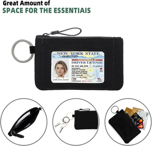 Vista 4 de DONGGANGAJI Funda de identificación con cremallera para mujer, de algodón, patrones coloridos, adecuada para mujer, cartera de mano, monedero