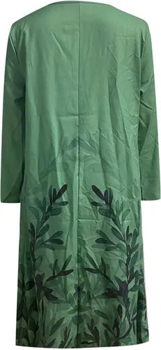 Vista 4 de Fragarn Vestido cruzado para mujer casual a la moda con cuello redondo botones y bolsillos