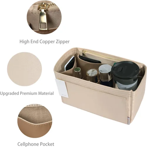 Vista 4 de ZTUJO Organizador de bolso para bolsos, organizador de bolsas de tacto sedoso con soporte para botellas, perfecto para Speedy, Neverfull, Tote