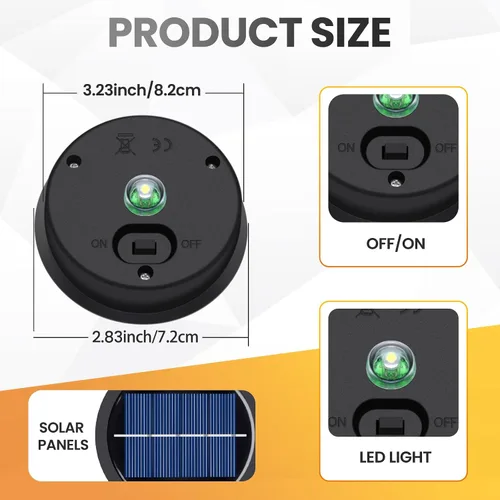 Vista 6 de Paquete de 4 piezas de repuesto de luz solar, parte superior de repuesto de luz solar impermeable con bombillas LED para linternas solares