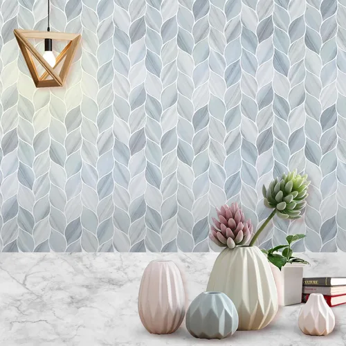 Vista 3 de Tilingview 10 piezas de azulejos de vinilo con diseño de hojas para despegar y pegar para salpicadero de cocina, azulejos autoadhesivos premium