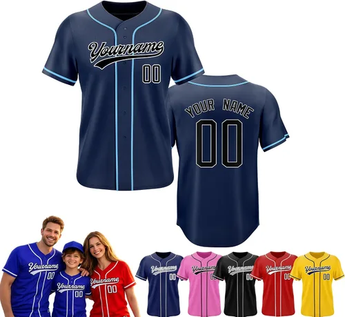 Vista 33 de Camiseta de béisbol personalizada, nombre del equipo, número de equipo, logotipo, camisetas impresas cosidas, uniformes deportivos, regalos