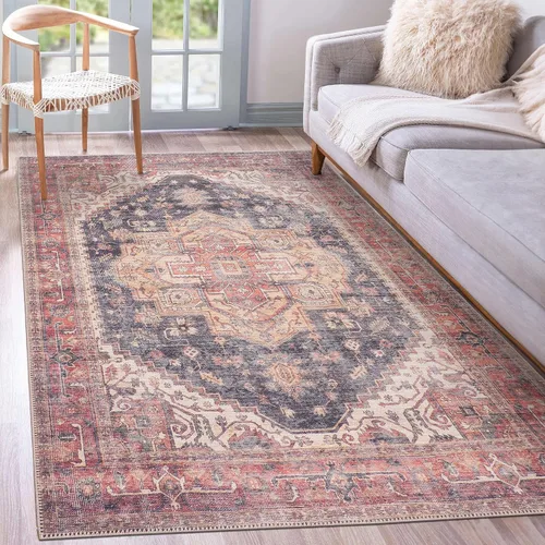 Vista 284 de GLN Rugs Traditional Collection - Alfombra de felpilla lavable a máquina, tradicional lavable, antideslizante, alfombra de felpilla de pelo corto