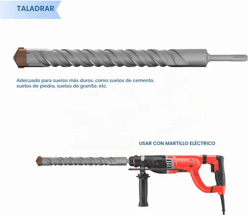 Vista 3 de E&K Broca de martillo rotatorio de 1 pulgada SDS Plus para anclar en cemento de piedra de mampostería de hormigón Cemento de cercado instalación