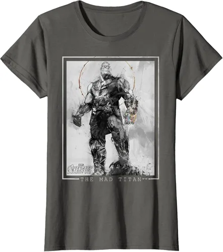 Vista 8 de Marvel Avengers Infinity War Thanos Sketch Graphic Camiseta Negro