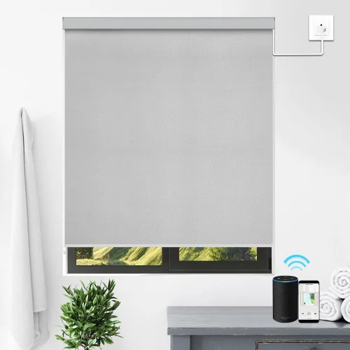 Vista 13 de ZSHINE Persianas motorizadas opacas para ventana, ancho personalizado, control remoto, persianas enrollables con cable duro