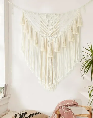 Vista 12 de Jakalin Decoración grande de macramé para colgar en la pared, paneles bohemios, hechos a mano, arte de pared para sala de estar, dormitorio