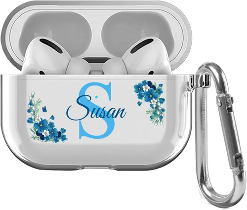 Vista 11 de Funda transparente personalizada con nombre e inicial de cristal para AirPods 4ª generación Pro/Pro 2 y 3ª generación, funda protectora transparente