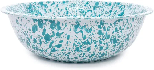 Vista 8 de Enamelware Cuenca pequeña, 4 cuartos de galón, Negro/Blanco Splatter (individual)