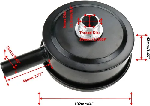 Vista 2 de Filtro Silenciador para Compresor de Aire 1/2" PT Rosca Macho, Silenciador de Ruido de Entrada de Metal