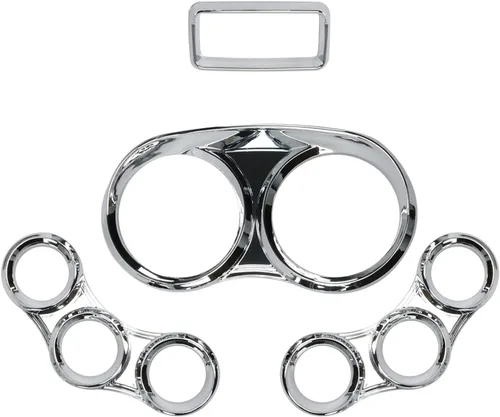 Vista 7 de LOSTAR Kit de cubierta de calibre central, cubiertas de medidor de salpicadero de instrumentos con visera cromada compatible con Peterbilt 379 384