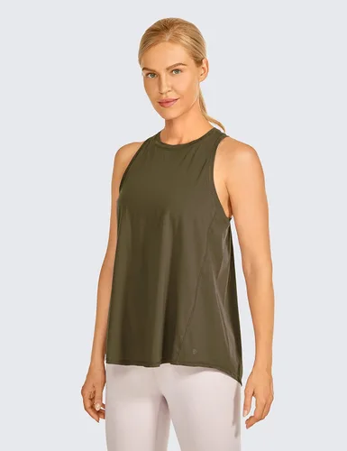 Vista 2 de CRZ YOGA Camiseta sin mangas de algodón Pima para mujer, con lazo en la espalda, cuello alto, ajuste holgado