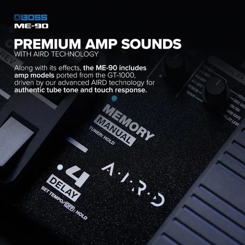 Vista 12 de BOSS ME-90 Multi-efectos de guitarra Procesador de guitarra todo en uno 11 modelos de amplificador AIRD integrados 60 efectos derivados