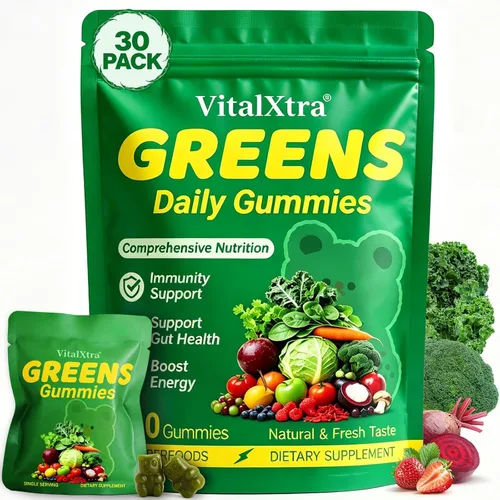 Vista 10 de Gomitas de verduras para adultos, gomitas diarias verdes, sin gluten, bajas Superfood - Gomitas multivitamínicas con espirulina, clorella