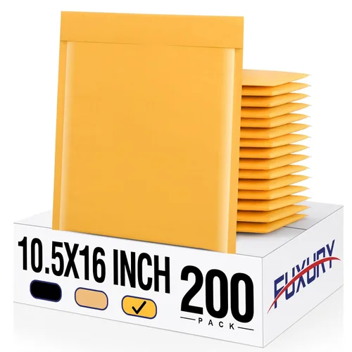 Vista 28 de Fuxury Paquete de 25 sobres de burbujas de papel kraft de 8.5 x 12 pulgadas, sobres acolchados de fuerte adherencia autosellados, sobres acolchados