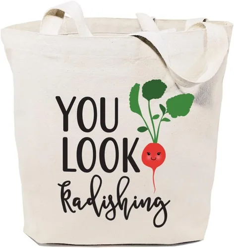 Vista 13 de The Cotton & Canvas Co. Bolsa de compras reutilizable de tela, bolsa para ir al mercado