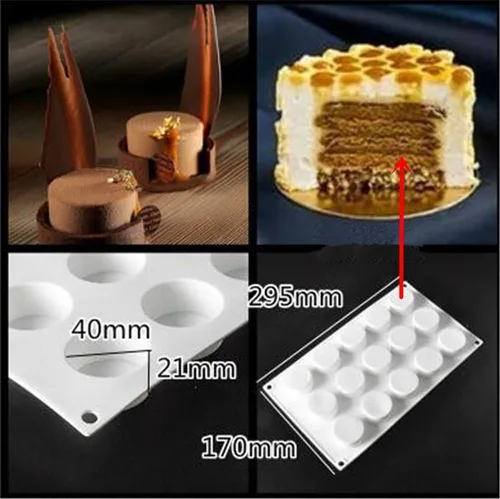Vista 4 de 15 moldes de silicona cilíndricos para decoración de pasteles, utensilios para hornear, mousse de postre francés, molde para hornear, cupcakes