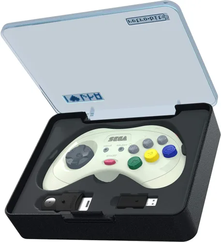 Vista 5 de Retro-Bit Official Sega Saturn 2.4 GHz Wireless Controller for Sega Saturn, Sega Genesis Mini, Switch, PS3, PC, Mac - Includes 2 Receivers & Storage