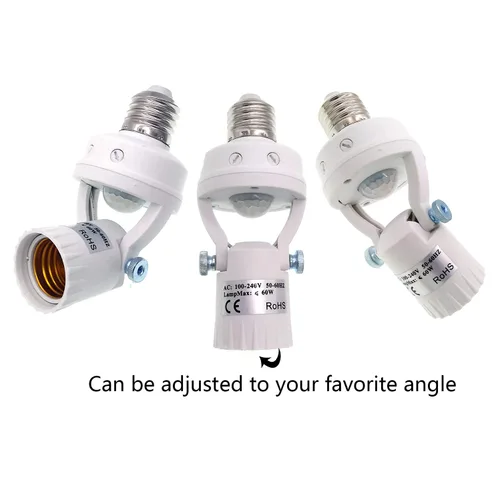Vista 3 de TWDRTDD Toma de luz con sensor de movimiento, adaptador de bombilla de tornillo PIR Motion E26, control de luz nocturna de encendido/apagado
