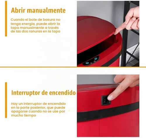Vista 6 de Papelera de acero inoxidable BestOffice con infrarrojo antihuellas, 13.2 galón